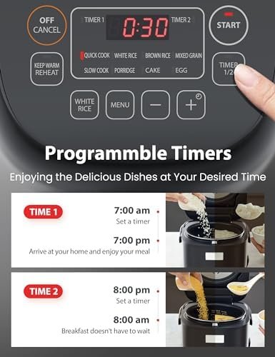 Toshiba Mini Rice Cooker, 3 Cups Uncooked Small Rice Cooker, Steamer & Warmer, With Fuzzy Logic And One-Touch Cooking, 24 Hour Delay Timer And Auto Keep Warm Feature