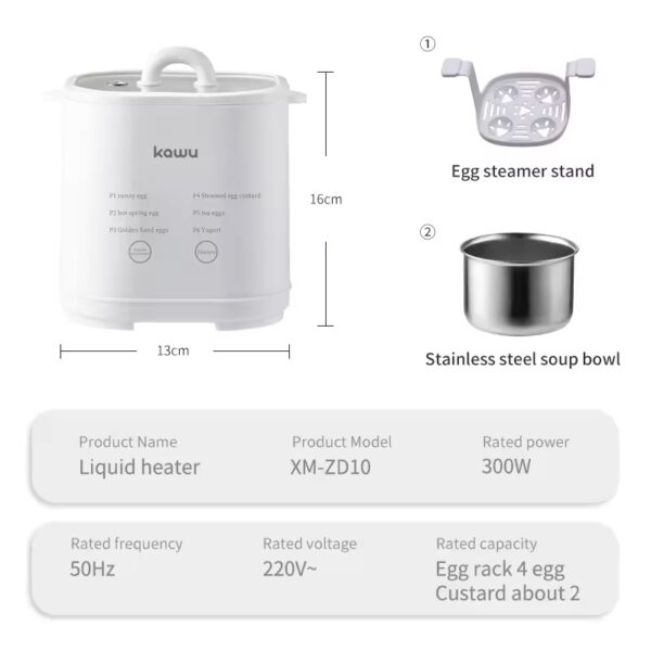 kawu egg steamer 智能蒸蛋器 egg boiler househol electric egg cooker half-boiled Smart Timing Periuk telur 7 modes